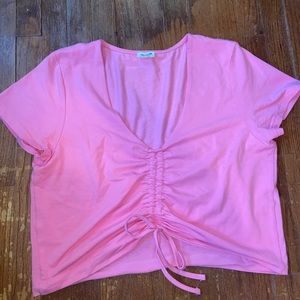 Crop Top T-shirt V Neck Line w/ adjustable front